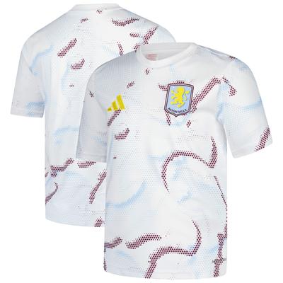 Aston Villa adidas Pre Match Trikot – Weiß – Kinder Image