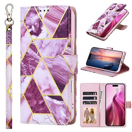 Handy Hülle Handyhüllen Für iPhone 17 Pro Max 17 Air 16 15 14 Pro Max Plus 13 12 11 Pro Max Mini Brieftaschenhülle Mit Ständer Magnetisch Mit Handgelenkschlaufe TPU PU-Leder Image