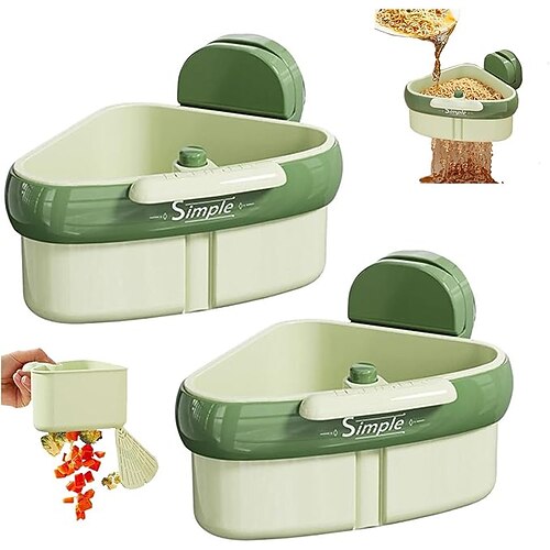 Confezione da 2 cestelli angolari per lavello con ventosa, cestello filtro per lavello, cestello scolapiatti con scarico automatico, porta spugna per rubinetto, organizer portaoggetti rimovibile per