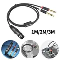 1/2/3M XLR femmina a doppio cavo Splitter a Y da 1/4 pollici femmina XLR a doppio 6.35mm Mono TS Plug Mic Cable Audio Y Splitter Cords