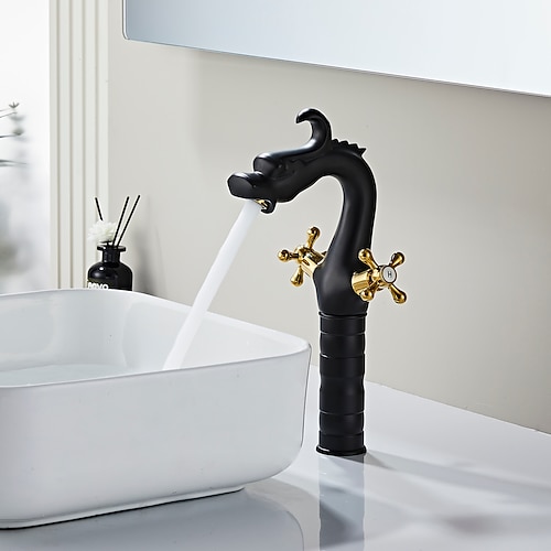 Waschbeckenarmatur - Klassisch Antikes Messing / Galvanisiert Mittelset Zwei Griffe Ein LochBath Taps Image