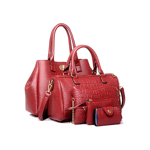 Damen-Taschenset aus Krokodilleder, bestehend aus einer Umhängetasche, einer Handtasche und einem Münzgeldbeutel, mit elegantem und modischem Design, geeignet für formelle Anlässe und den täglichen Gebrauch bei der Arbeit