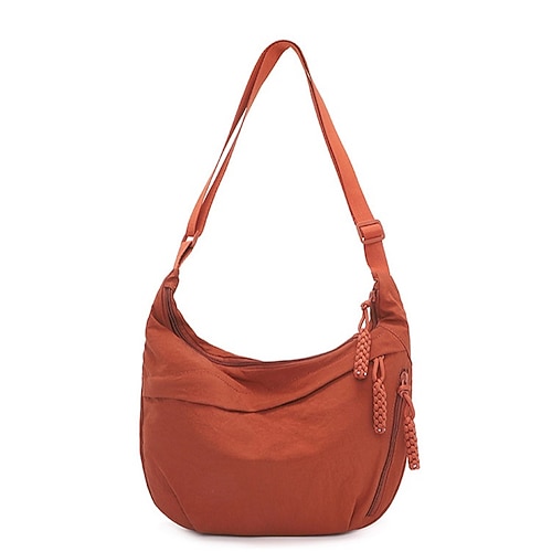Damenmode, einfarbig, Nylon, Umhängetasche, Hobo-Tasche, wasserdicht, leicht, lässig, Umhängetasche, stilvoll, hochwertig, langlebig, trendige Handtasche für den Alltag