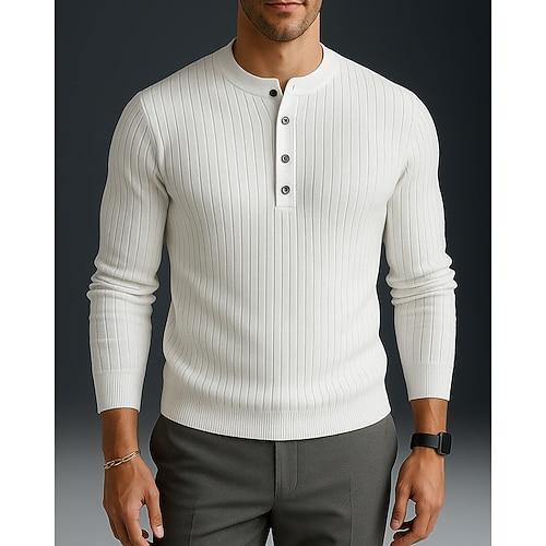 Herren Lässige Oberteile Pullover Knöpfe Langarm Oberteil Athleisure Herbst Mode Outdoor Reise Sportbekleidung Sportkleidung Einfarbig Schwarz Weiß Rot