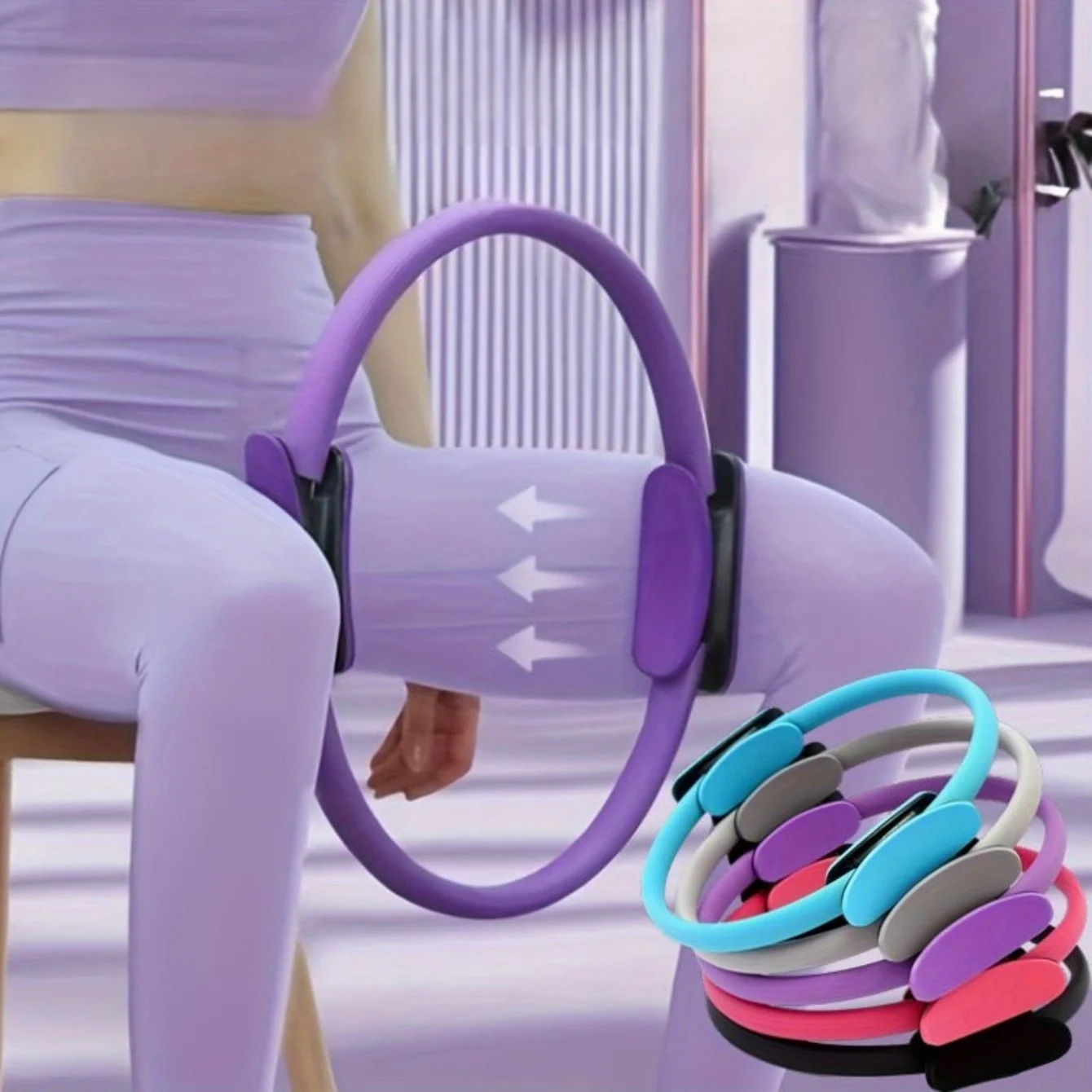 [Fitness Ring] Monochrome Fitness Ring | Yoga Pilates Ring for Home Exercise, Resistance Elastic Gym Workout, Body Stretch Ring