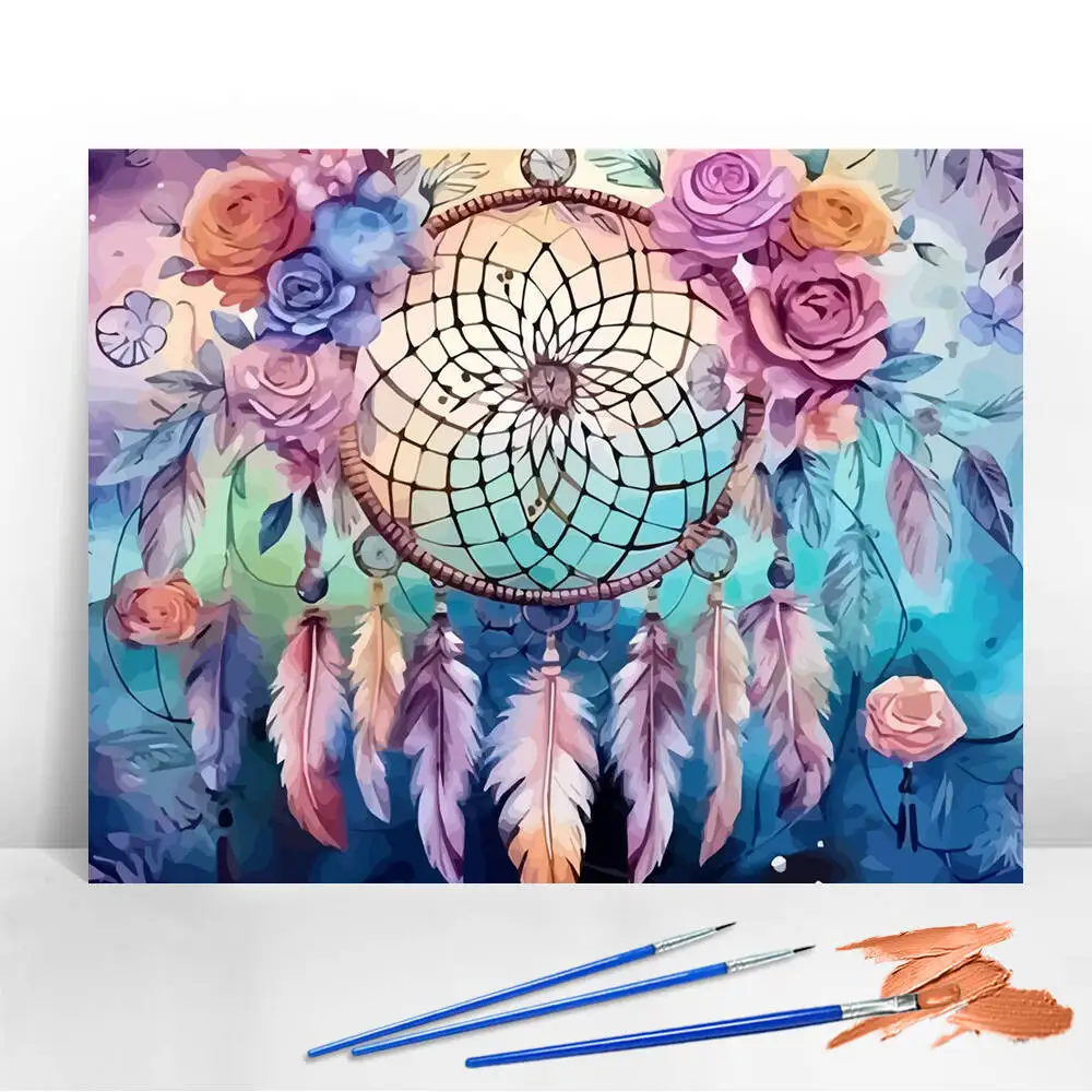 Ölgemälde nach Zahlen, Berglandschaft, DIY, digitale Malerei, Haus, Baum, Landschaft, Bild, Kunsthandwerk auf Leinwand, handgemaltes Geschenk Image