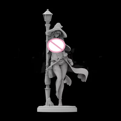 Harzfigur im Maßstab 1:24, Red Robed Witch Nsfw-Version, Modellbausatz zum Zusammenbauen, unmontiertes und unbemaltes 3D-Druckspielzeug Image