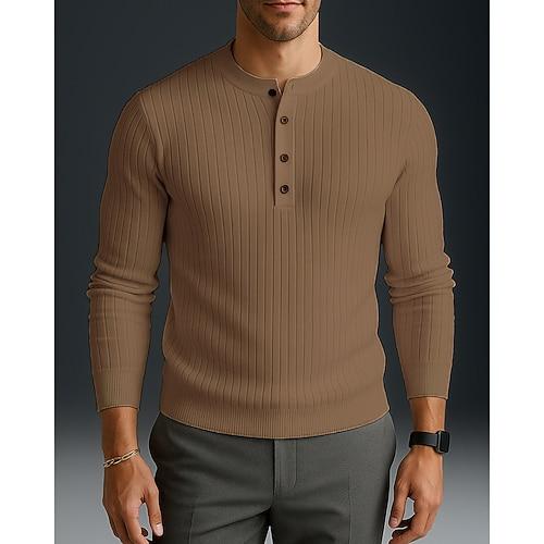 Herren Lässige Oberteile Pullover Knöpfe Langarm Oberteil Athleisure Herbst Mode Outdoor Reise Sportbekleidung Sportkleidung Einfarbig Schwarz Weiß Rot