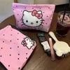 Hello Kitty Pink Sweetheart Kosmetiktasche, süße Kitty-Katze, tragbar, aus Segeltuch, für Reisen, Kleinigkeiten, Aufbewahrungstasche, große Geldbörse