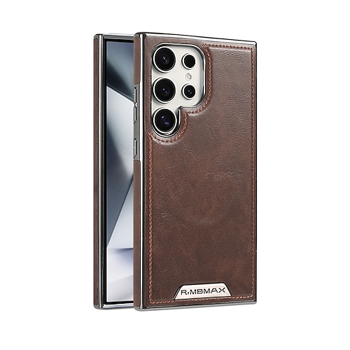 Handy Hülle Handyhüllen Für Samsung Galaxy S25 Ultra S24 Ultra Plus S23 Ultra Plus Rückseite Unterstützt kabelloses Laden Stoßfest Retro TPU PU-Leder Image