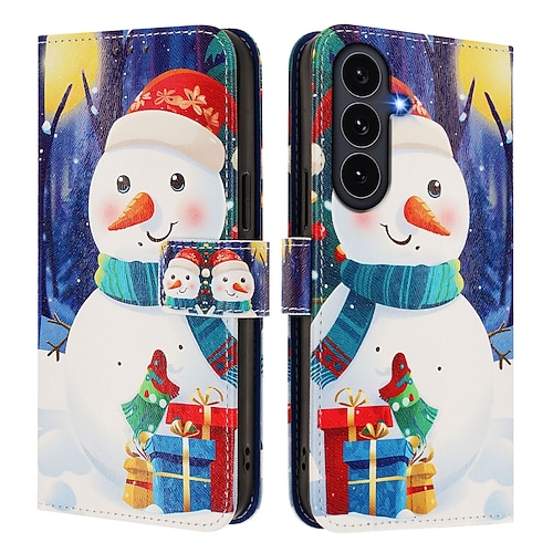 Handy Hülle Handyhüllen Für Samsung Galaxy S25 Ultra S24 Ultra S23 Ultra A72 A52 Rückseite Mit Ständer Mit Handgelenkschlaufe Kartenfach Weihnachten PC Image
