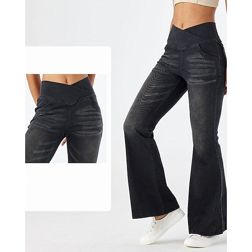 Damen Stoffhosen Leggings Gemütliche Leggings Streetwear Lässig Volle Länge Natürliche Taille Einfach Elastischer Bund Weich Straße Alltagskleidung Wochenende Dunkelgrau Blau Dunkelblau Hellblau