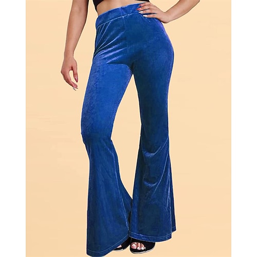 Damen Cordhose Schlaghose Streetwear Lässig Volle Länge Natürliche Taille Einfach Elastischer Bund Bequem Straße Ferien Alltagskleidung Dunkelblau Grau Schwarz Rot Herbst Normale Passform Image