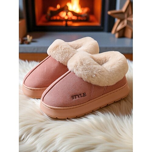 Damen-Hausschuhe mit Kunstfellfutter, warme Winter-Hausschuhe für den Winter, das Schlafzimmer und gemütliches Zuhause Image