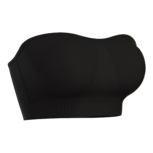 Damen Nahtlos Bügelose BHs Gepolsterte BHs Bügel-Band-BH Vollständige Abdeckung Padlos Rückenfrei Einfarbig Yoga Sport 1 Stück Schwarz Weiß Image