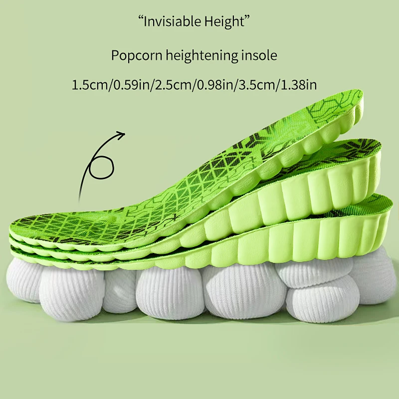 1 Paar NEUE Einlegesohlen zur Erhöhung der Höhe, hohe Elastizität, stoßdämpfende Schuhsohle, weiche, bequeme Sport-Einlegesohlen Image