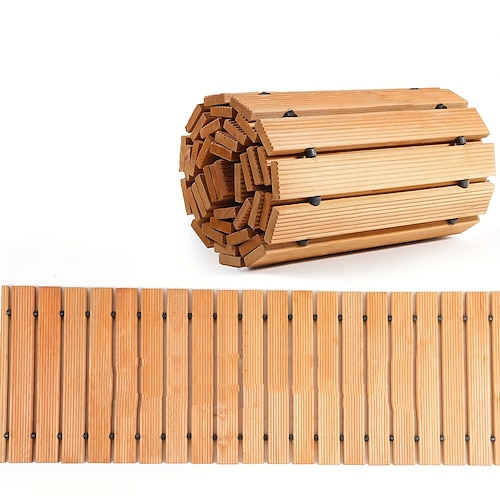 1 Stück Gartenweg aus Holz – 2,44 m, rutschfest, handgefertigt, dekorativer Gehweg für Außenterrassen, Gärten, Höfe, Strandpromenaden, Hochzeiten Partys, Weihnachten, Thanksgiving, Valentinstag
