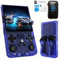 Console di gioco portatile R36Max aggiornata - Joystick a doppia azione con ricarica USB, batteria al litio ricaricabile, include scheda da 64 GB, custodia nera per il trasporto, perfetta per giocare