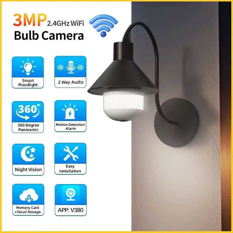 v380Pro Fisheye IP-Kamera 360-Grad-Panorama 3 MP Überwachungskamera volle Nachtversion WiFi Panorama Kamera Überwachungskamera