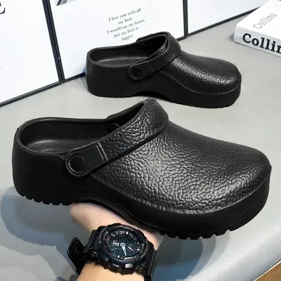 Men's Clogs Shoes Slip Resistant Shoes for Men Non Slip Restaurant Chef Shoes Summer Male Waterproof Garden Shoes Fishing Shoe