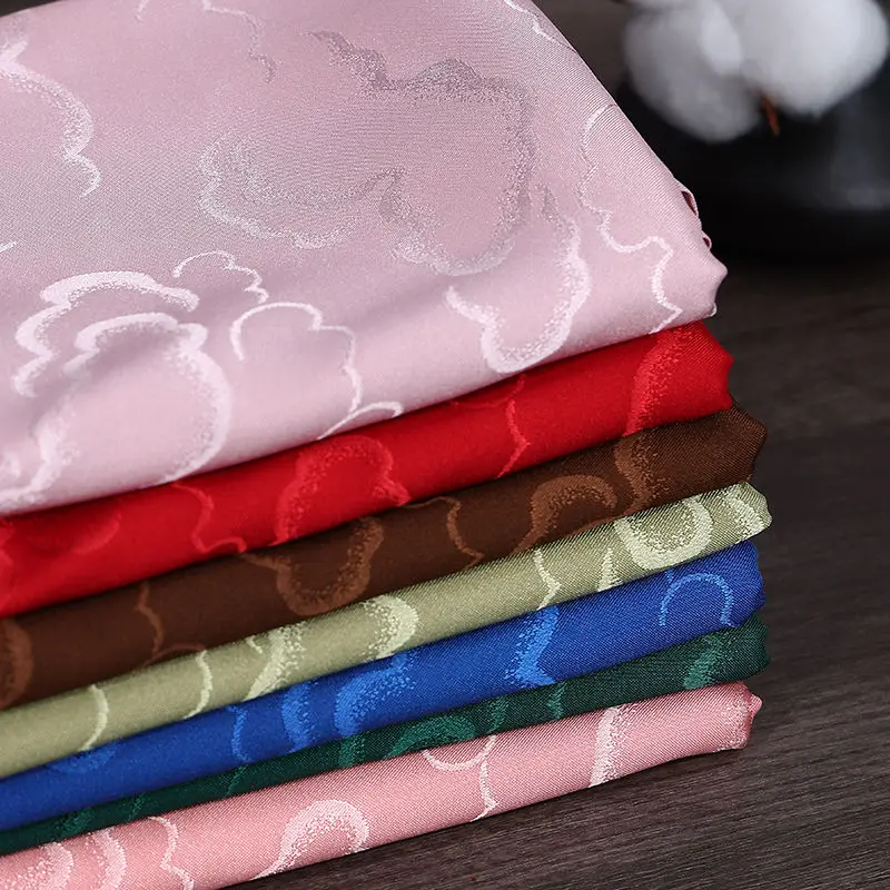 Wolken-Jacquard-Stoff, seidig weich, Meterware für Kleidung, Hanfu-Vorhang, Dekoration, DIY-Nähtuch, glatt, undurchsichtig, Blau, Weiß