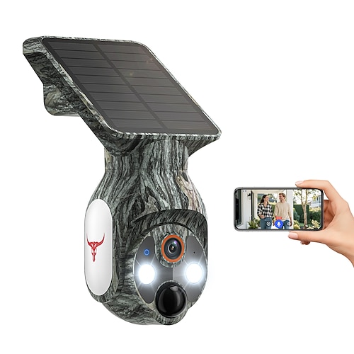 1080p WLAN-Überwachungskamera mit Solarpanel, Batteriebetrieb, Schwenk-/Neigefunktion, KI-Bewegungserkennung, Nachtsicht, Zwei-Wege-Kommunikation, IP65-Speicher Image