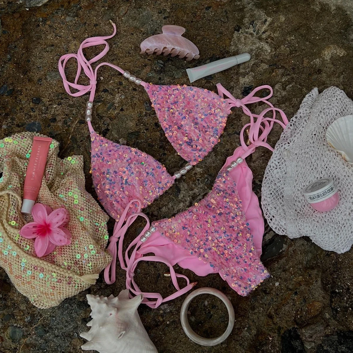 Push-Up-Bikinis 2025, sexy Damen-Badeanzug, Bademode, weiblich, glänzend, solide Bikini-Set, Biquini-Badeanzug, Badeanzüge, Strandmode Image