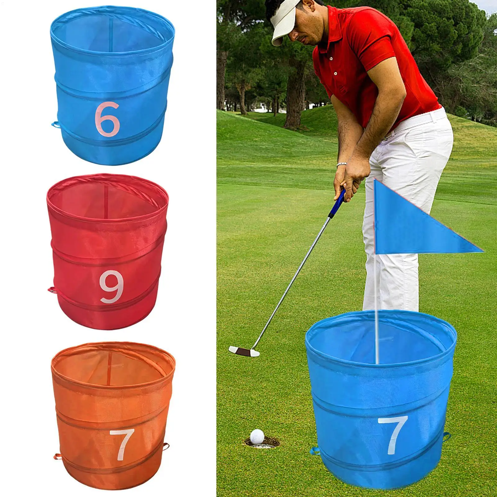 Golf Spiel Lagerung Eimer Faltbare Outdoor Golf Chipping Spiel Eimer Tragbare Organizer Ball Sport Ausrüstung für Rasen Park Strand Image
