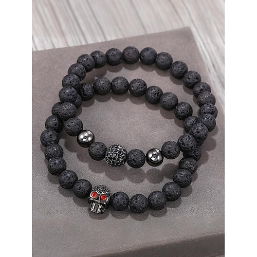 Herren Armband Schwarz Zirkon Legierung Punk Gotisch Lässig