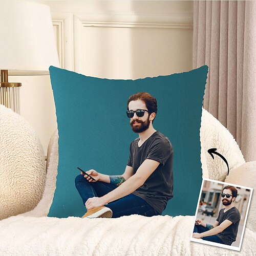 personalisierter Foto-Kissenbezug, individueller Kissenbezug, Geschenk für ihn, Freunde und Familie, perfekt als Dekoration für das Sofa zu Hause und das Schlafzimmer Image
