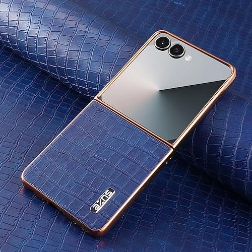 Handy Hülle Handyhüllen Für Samsung Galaxy Z Flip 7 Z Flip 6 Z Flip 5 Z Flip 4 Rückseite Stoßfest Retro TPU PU-Leder
