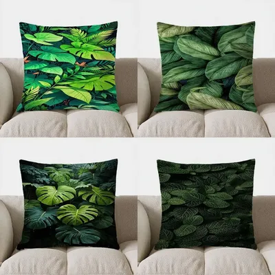 Home Decor Kissenbezug mit tropischem Blattmuster, Kissenbezug, geeignet für Sofa, Schlafzimmer, Auto-Kissenbezug Image