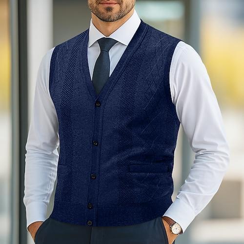 Herren Pullover Kleid Pullover Strickjacke Strickpullover Gerippt Stricken Normale Oberteile Gestrickt Gerippt Einfach V Ausschnitt Mode Schals Lässig Alltagskleidung Bekleidung Herbst Winter