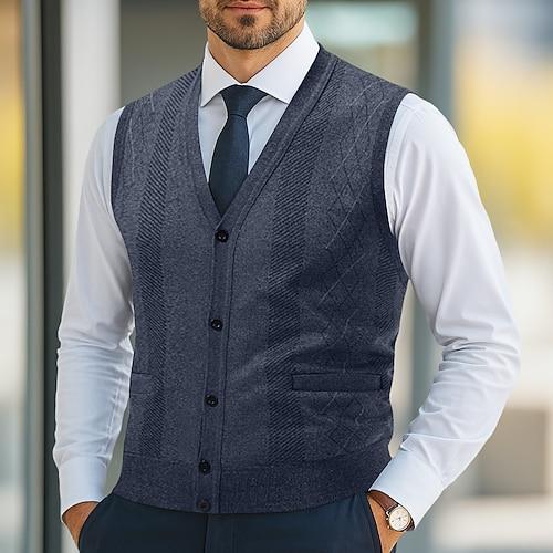 Herren Pullover Kleid Pullover Strickjacke Strickpullover Gerippt Stricken Normale Oberteile Gestrickt Gerippt Einfach V Ausschnitt Mode Schals Lässig Alltagskleidung Bekleidung Herbst Winter