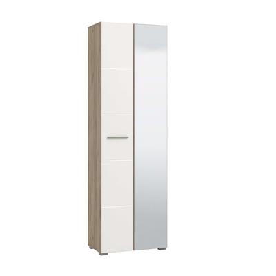 Garderobenschrank HOME AFFAIRE "Beny Kleiderschrank, Stauraumschrank, Flurschrank, Höhe 193 cm", grau eiche, weiß hochglanz, B:60cm H:192,5cm T:35,5cm, Spanplatte, Glas, MDF, Metall, Kunststoff, Schränke, Hochglanzfronten, Spiegeltür, Breite 60 cm,... Image