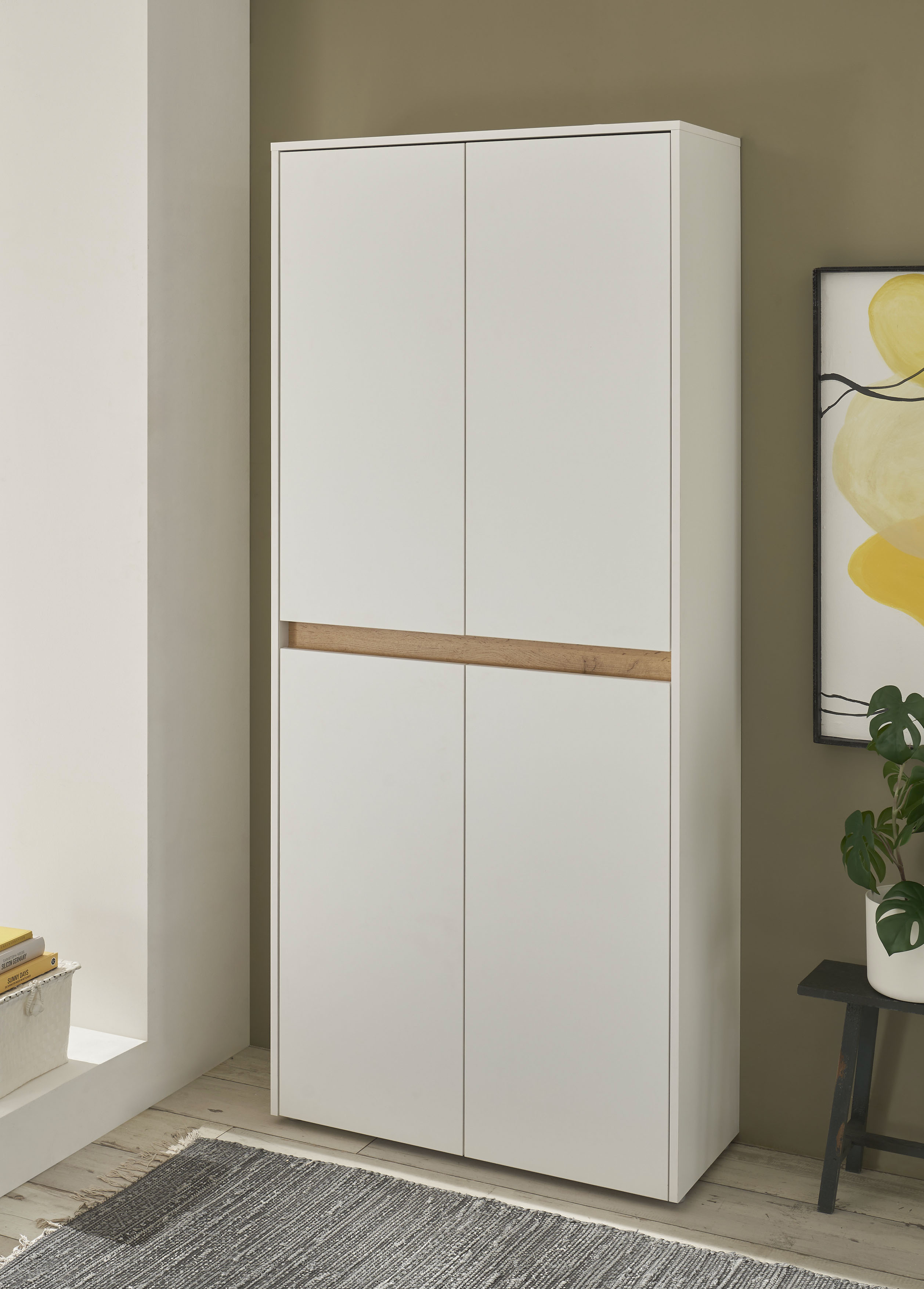 Schuhschrank INOSIGN "City/Giron, modernes Schuhregal, Schrank für 32 Schuhe, Schuhkommode", weiß, B:85cm H:195cm T:35cm, FSC-zertifizierter Holzwerkstoff, Schränke, Schuhschrank, acht Schuhfächer, viel Stauraum, 93 cm breit