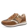 Keilsneaker TAMARIS, Damen, Gr. 41, braun (cognac kombiniert), Veloursleder, Textil, Lederimitat, kontrastfarbene Details, sportlich, Schuhe, Freizeitschuh, Halbschuh, Schnürschuh mit Kontrastbesätzen