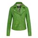 Infinity Leather Womens Apple Green Classic Brando Biker Jacket - Broome - Lime Green Lamb Leather - Size 22 UK