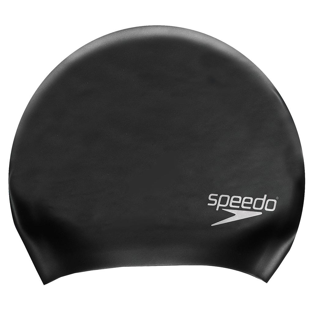 Speedo Unisex Silikon-Badekappe für langes Haar, für Erwachsene (Schwarz) Image