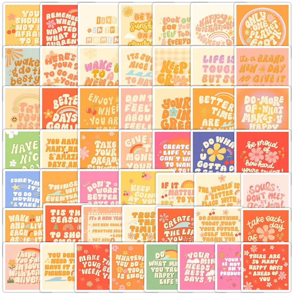 50 Stück englische Phrasen-Graffiti-Aufkleber – kreatives Textdesign, wasserfeste Dekoration für Wasserbecher und TelefonaufnahmenYourLife Store Image