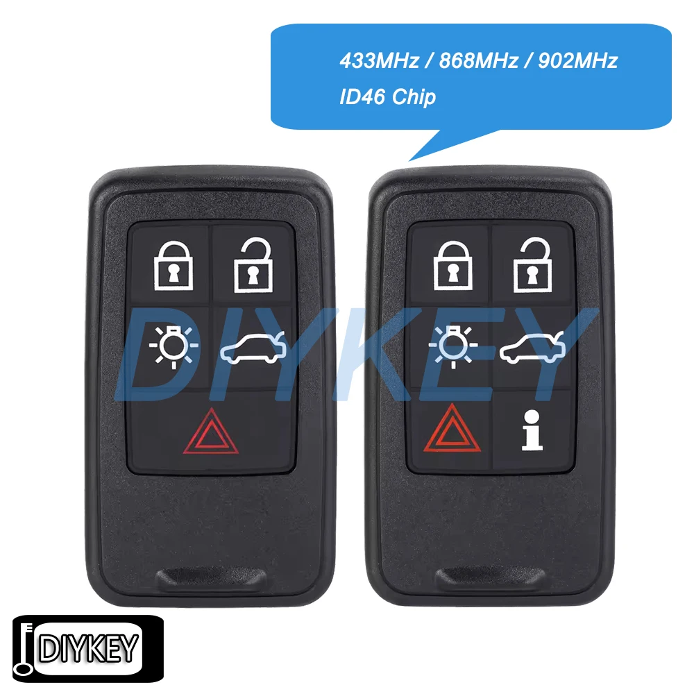 Smart Keyless Remote Auto Schlüsselanhänger 433 MHz 868 MHz 902 MHz für Volvo XC60 XC90 S90 S60 S80 V40 V60 V70 2009-2016 KR55WK49266 5WK49224 Image