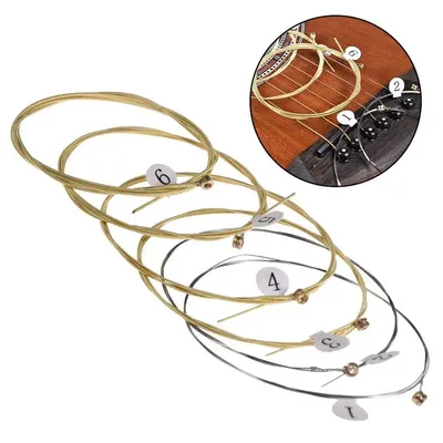 6 teile/satz Universal Akustische Gitarre String Messing Sechseckigen Stahl Core Saiten Für Musical Instruments Gitarren Saiten Gitarre Teil