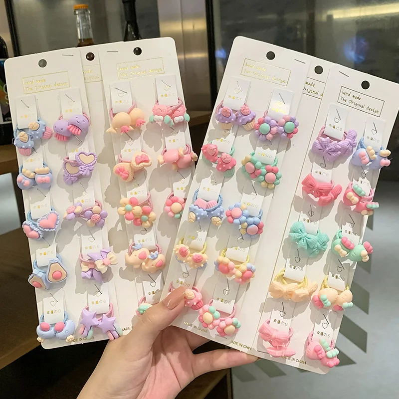 40 Teile/satz Cartoon Baby Mädchen Haar Bands Nette Bogen Blume Elastische Gummiband Koreanische Nylon Haar Krawatten Kinder Haar Zubehör Image