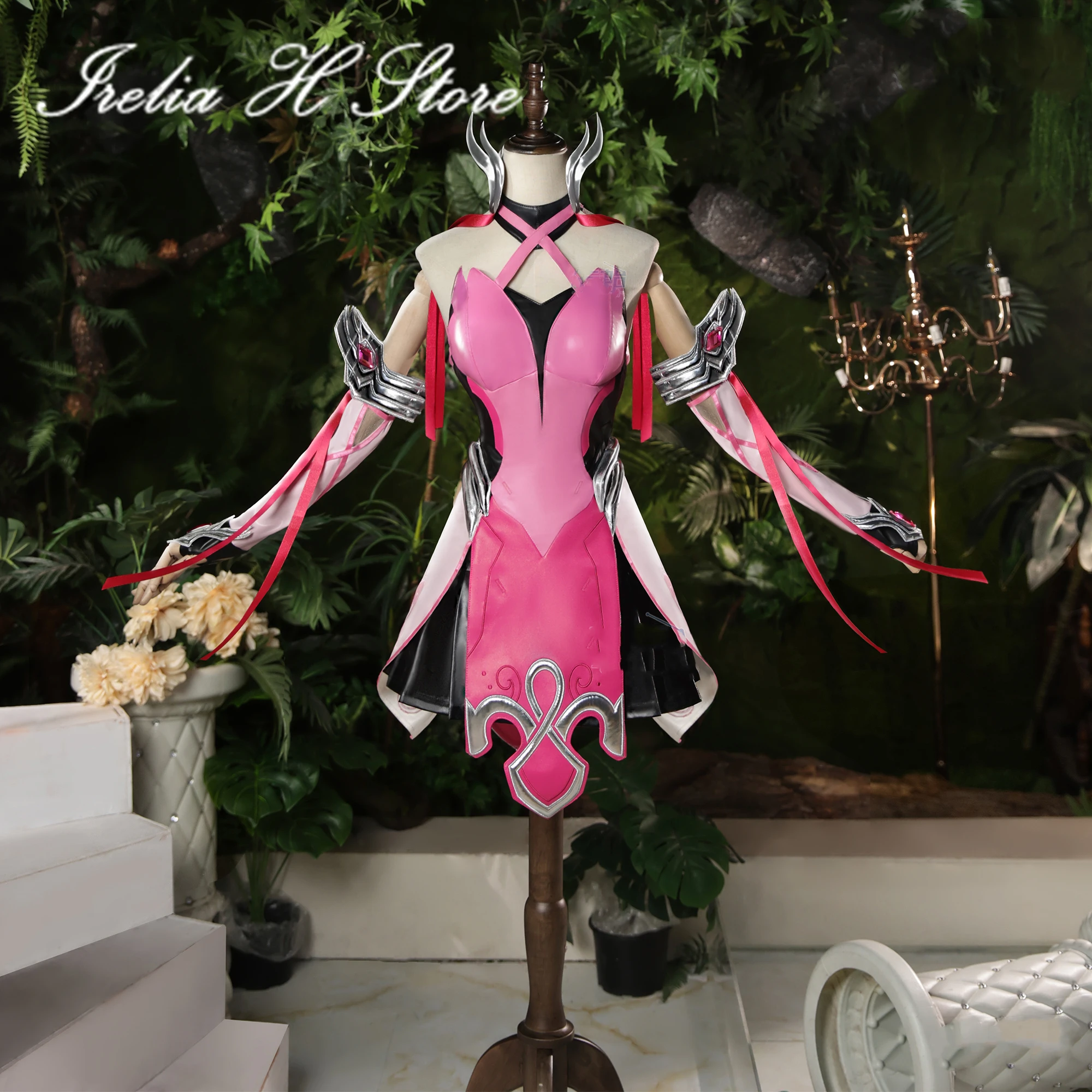 Irelia H Store Angela Ziegler von O W Pink Mercy Cosplay Kostüm für Damen, Halloween-Partykleid Image
