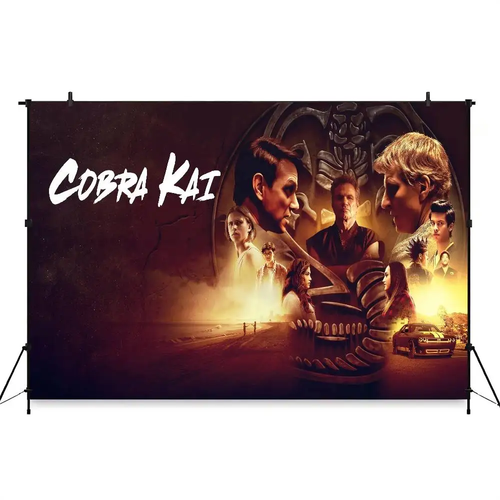 Film C-Cobra Kai 2025, Anime-Hintergründe für Fotografie, Kindergeburtstag, Party, Poster, Blumen, Ballon, Dekor, Fotohintergrund Image