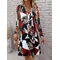 Abiti da donna a maniche lunghe stampati casual da donna, abiti corti da donna smerlati alla moda, abiti primaverili da donna