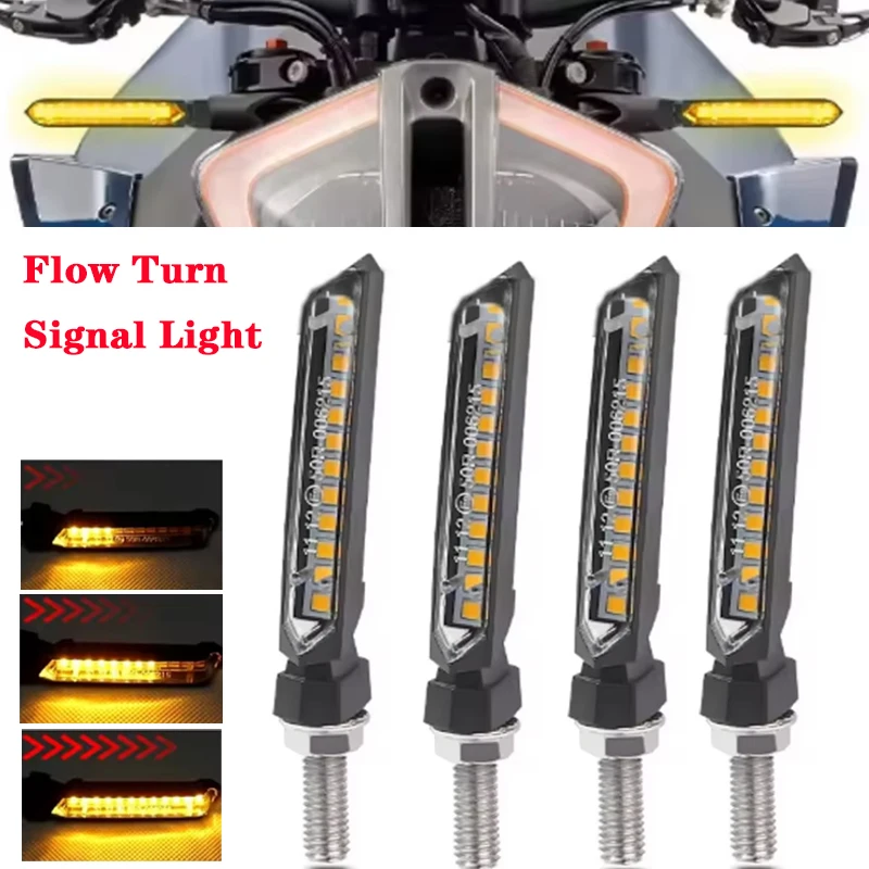 2 pz 8mm Moto LED Indicatori di direzione Lampeggiante Universale 12 V Indicatori Luce Ambra Acqua Che Scorre Lampada Indicatore di direzione posteriore