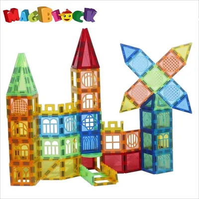 Magblock Magnetfliesen Bausteine Montessori Pädagogisches Sinnesspielzeug Magnetspielzeug Set Weihnachtsgeschenk für Kinder im Alter von 3–8 Jahren Image