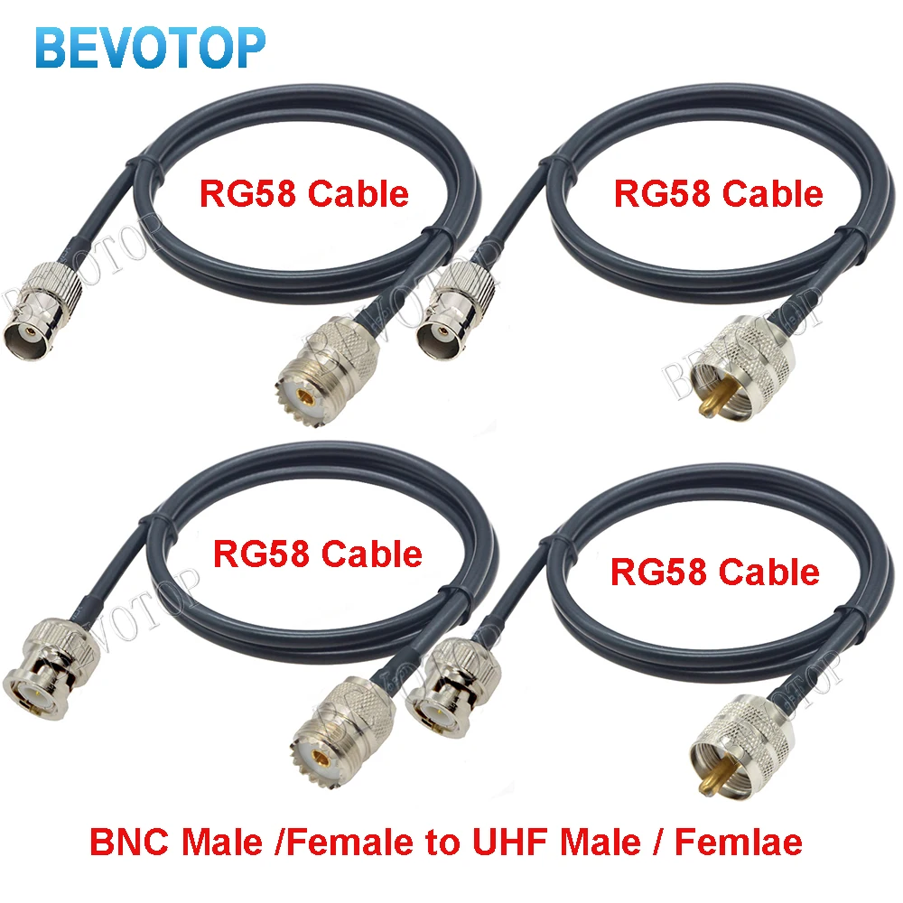 BNC auf UHF-Überbrückungskabel RG58 BNC-Stecker auf PL259 SO239 Buchse Verlängerungskabel PL 259 auf BNC-Pigtail-Koaxialkabel 10 cm ~ 30 m Image