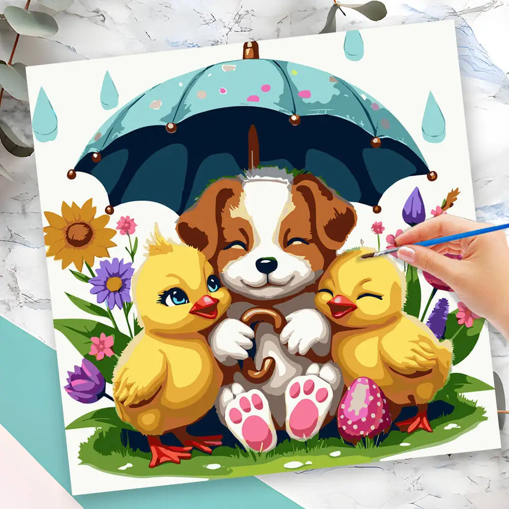 Momoart Malen nach Zahlen Kits Hahn Tier Malen nach Zahlen Huhn DIY auf Leinwand Bild für Wohnzimmer Heimdekoration Image